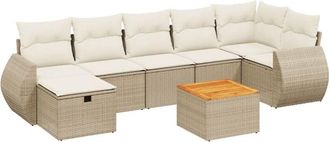 vidaXL Vidaxl - Juego De Sof&aacute;s De Jard&iacute;n Con Cojines Beige 8 Pzas Rat&aacute;n Pe