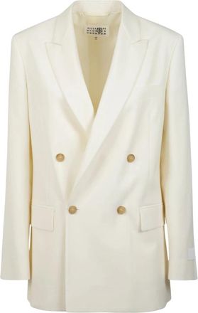 Maison Margiela Double-Breasted Blazer - Dames - Blazers - Beige - 2XS - Jassen