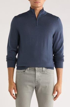 Nordstrom Washable Merino Wool Quarter Zip Sweater in Blue Shadow at Nordstrom Rack, Size X-Large