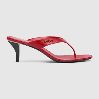 Gucci Womens Vittoria Thong, Red, Leather
