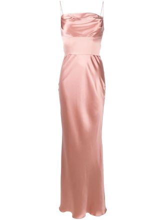 Dolce & Gabbana draped detail silk dress - women - Silk/Silk - 44 - Pink