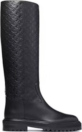 Jimmy Choo London Black Monogram Knee High Boots Size 35.5
