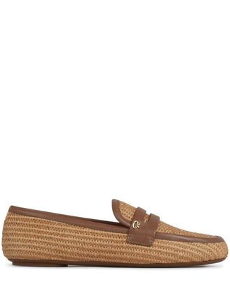Gianvito Rossi Giorgia loafers - women - Leather/Leather/Leather/Rubber/Straw - 37.5 - CUCU CUOIO+CUOIO