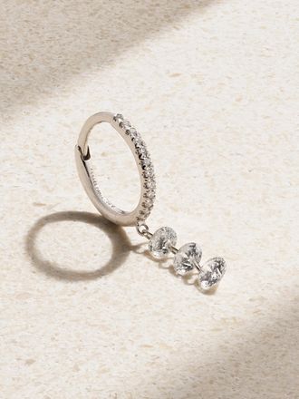 Persée Orecchino Singolo A Cerchio In Oro Bianco 18 Carati Con Diamanti