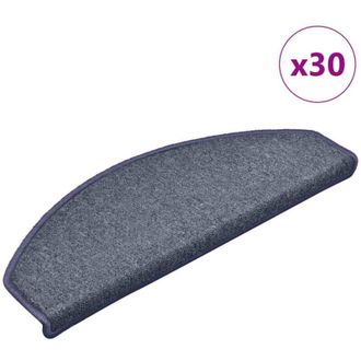 vidaXL Felpudos Para Escaleras 30 Unidades 65x24x4 Cm Gris Oscuro Y Azul Semicircular Grande Vidaxl