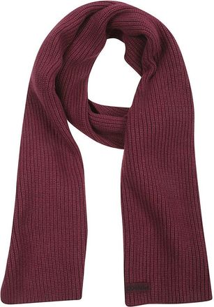 Pinko Textured Ribbed Knit Scarf In Rich Burgundy
