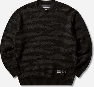 Neighborhood Men s Camo Pattern Crewneck Sweater Black