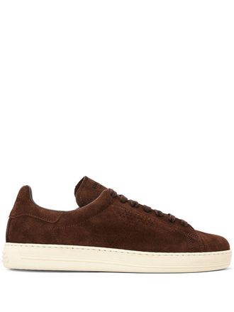 Tom Ford lace up logo-print trainers - Brown