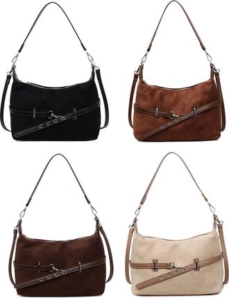 Generic PU Leather Frosted Shoulder Bag Simple Crossbody Bag Commute Handbag (Black)