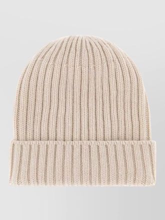 Fedeli cashmere beanie hat folded cuff ribbed