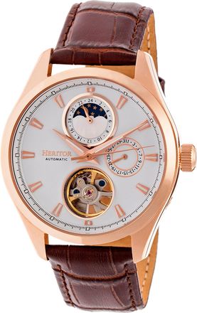 Heritor Heritor Sebastian Automatic Semi-Skeleton Watch, Leather Strap, 40 mm