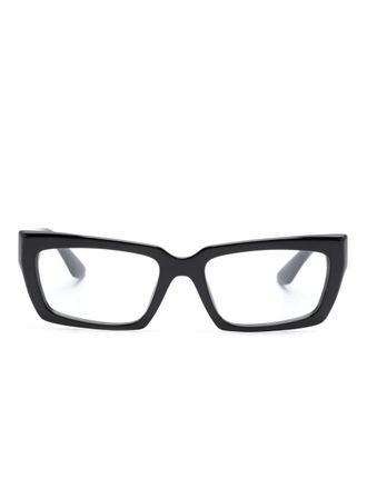 Miu Miu Eyewear logo-print rectangle-frame glasses - women - Acetate - 54 - Black