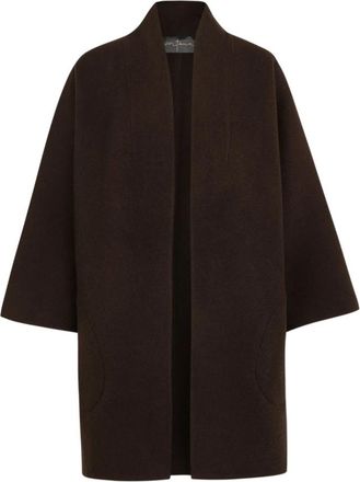 Cortana Aura- omkeerbare dubbelzijdige jas in chocolade - Dames - Mantel - Bruin - L - Wol - Jassen