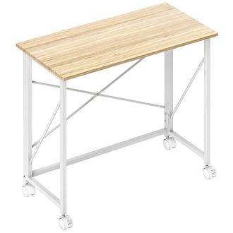 HOMCOM Escritorio plegable 80x40x75 cm madera natural