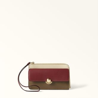 Furla Sfera Porta Carte Di Credito M Red Apple Rosso Pelle Di Vitello A Blocchi Di Colore Sydney Donna