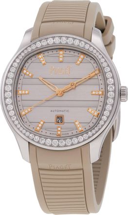 Piaget Polo Signature Date 36mm Automatic Diamond Grey Dial Watch G0A51011