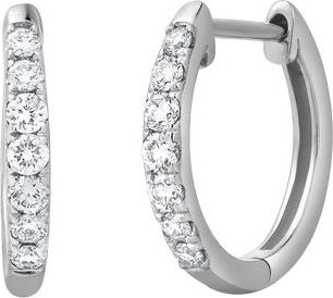 LuvMyJewelry Elina 0.35 Cts 14K Gold Diamond Huggie Hoop Earrings in 14K White Gold at Nordstrom