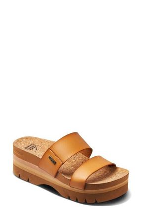 Reef Cushion Vista Higher Platform Slide Sandal in Natural at Nordstrom, Size 9.5