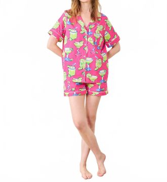 Printfresh Margarita Short Pajama Set In Cabo Pink
