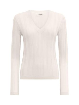 C&acirc;llas Milano Rione V-Neck Rib Sweater in Ivory at Nordstrom, Size Small