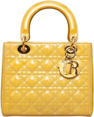 Dior Yellow Leather Medium Lady Handbag (Authentic Pre-Loved)