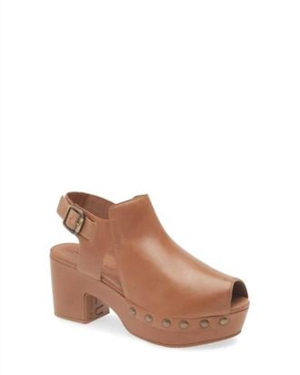 Chocolat Blu Womens Galla Slingback Peep Toe Platform Clog In Brown
