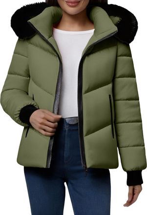 Generic Puffer Jackets for Women Quilted Down Jackets with Faux Fur Hood Winter Warm Pockets Coats Ladies Loose Fit Windproof Jacket Long Sleeve Thick Casual 