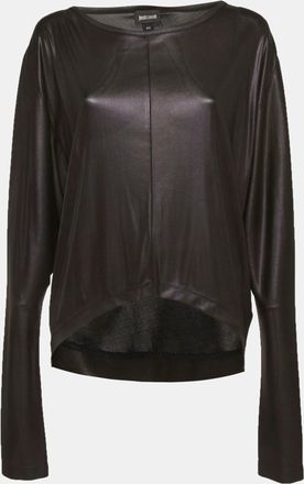 Just Cavalli Blue Coated Jersey Long Sleeve Blouse