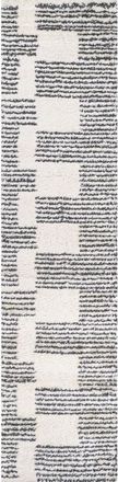 Jonathan Y Designs Petra Abstract Stripe Geometric Shag Area Rug in White/gray at Nordstrom, Size 5Ft 0In X 8Ft 0In