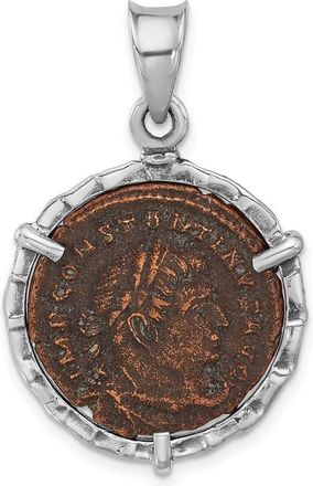 Diamond2Deal Sterling Silver and Bronze Antiqued Roman Constantine l Coin Pendant with a Certificate of Authenticity