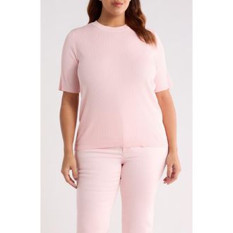 Jones New York Sutton Crewneck Short Sleeve Sweater in Petal Pink at Nordstrom, Size 1 X