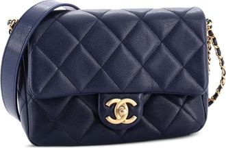 Chanel Twist Your Buttons Flap Bag Quilted Caviar Small crossbody bag - Blauw
