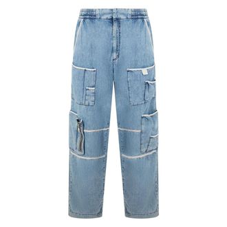 Diesel Loose-fit Jeans, male, Blue, Size: W36 Light Denim Cargo Pants