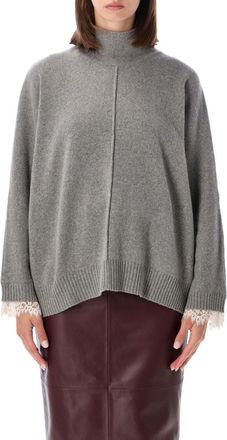 Alberta Ferretti Grey Mock Collar Sweater