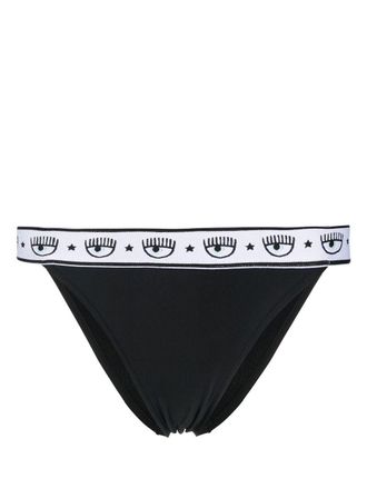 Chiara Ferragni logo-waistband bikini bottoms - women - Polyamide/Spandex/Elastane/Polyamide/Spandex/Elastane - 3 - Black