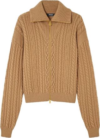 Versace Kabelgebreid vest met rits - Bruin