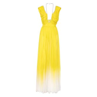 Philipp Plein Lange Jurk Degrade - Dames - Avondkleed - Geel - S - Polyester - Kleedjes