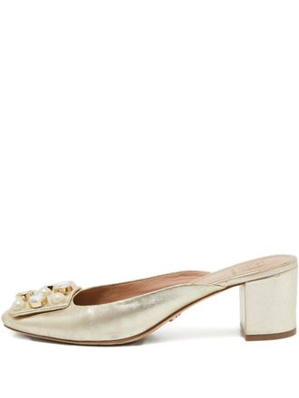Tory Burch Mules in pelle con tacco 50mm - Grigio
