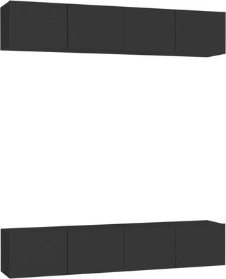 vidaXL Vidaxl - Muebles de salón 4 uds madera ingeniería negro 80x30x30 cm