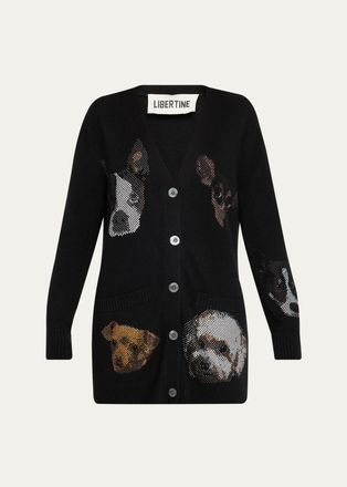 Libertine - Libertine Best Friends Embellished Cashmere Oversized V-Neck Cardigan