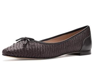 Cole Haan Paget Flat Ballet Flats Womens Shoes Dark Brown Raffia/Dark Chocolate Leather : 10.5 B - Medium, Nylon
