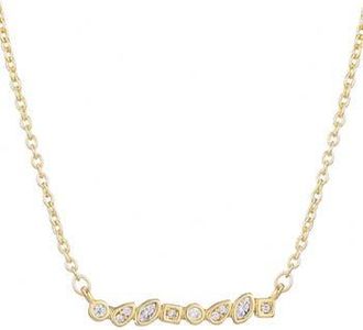 Adornia Dainty Mixed Crystal Bar Pendant Necklace in Gold at Nordstrom Rack