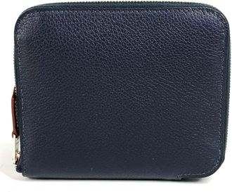 Herm&egrave;s Navy Leather Coin Purse/Coin Case (Pre-Owned)