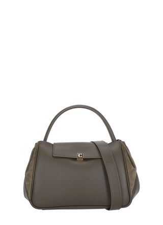 Coccinelle Structured Brown Leather Shoulder Bag with Suede Accents