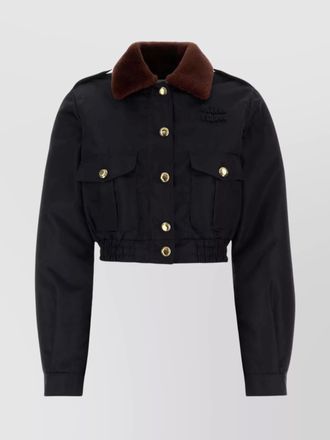 Miu Miu nylon jacket with faux fur collar