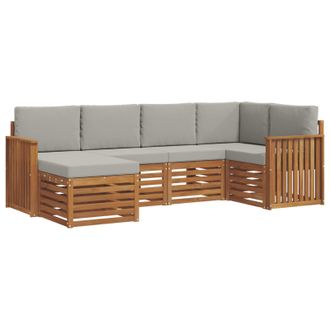 vidaXL Conjunto De Sof&aacute; Seccional Con Coj&iacute;n 6 Pcs Gris Natural Y Claro Vidaxl