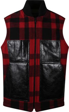 Junya Watanabe Mackinaw Wol en Leren Vest - Heren - Bodywarmers - Veelkleurig - L - Wol - Jassen