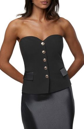 JLUXLABEL Strapless Button Front Vest in Black at Nordstrom, Size Medium