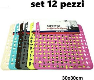 Trade Shop Trade Shop - Set 12 Pezzi Tappeto Tappetino Per Lavello In Gomma Antiscivolo Cucina 30x30cm