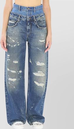 Dolce & Gabbana double waist wide leg denim trousers